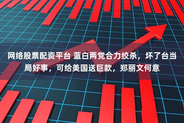 网络股票配资平台 蓝白两党合力绞杀，坏了台当局好事，可给美国送巨款，郑丽文何意